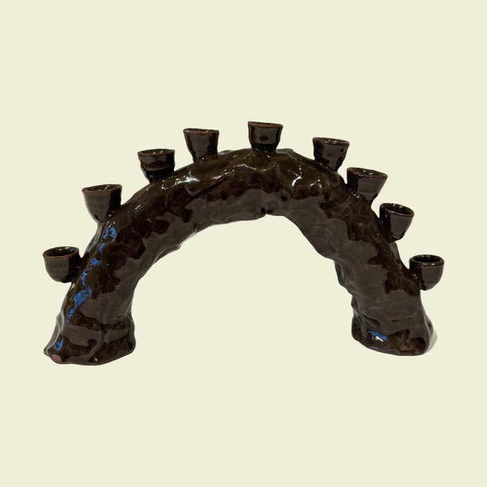 Arched Menorah Iron Rich Glaze on Red Clay | Lily Pearmain | Kentish Town Stores