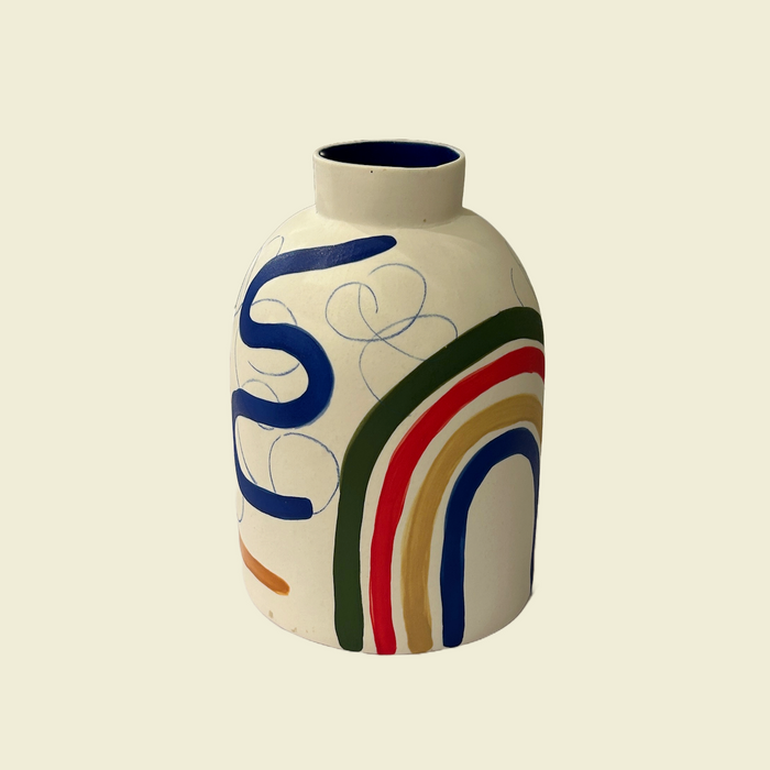 Porcelain Beehive vase in brushstrokes pattern | Sophie Alda Ceramics | Kentish Town Stores 