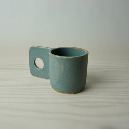 Stone Blue handmade slab built ceramic Hopper Mug by Brutes. 