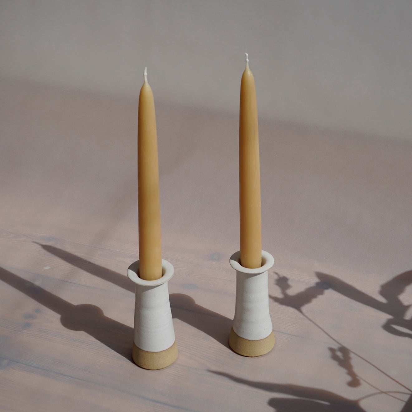 Hand dipped Beeswax Candles from UK Beeswax | Cara Guthrie Candlestick Holder