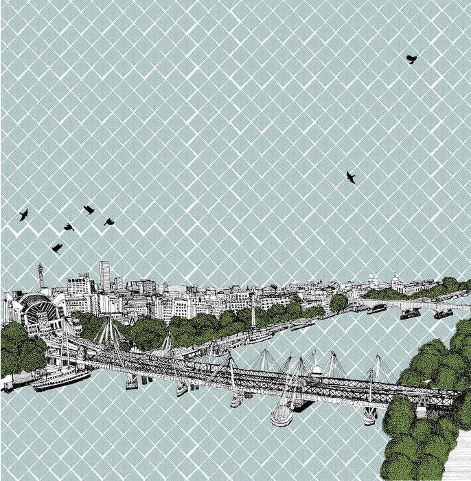 Original Screenprint of Hungerford Bridge on the Thames. 