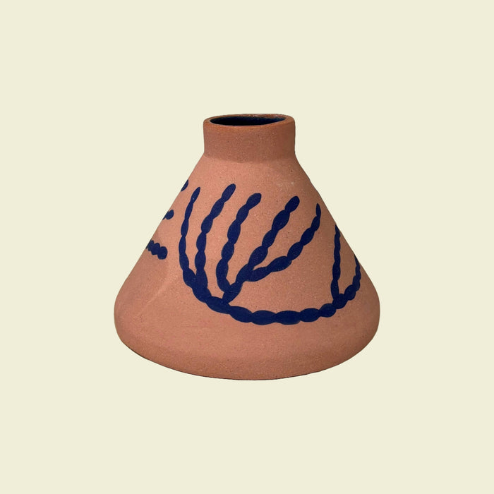 Blue, Pink & Stoneware Cone Vase | Sophie Alda | Kentish Town Stores