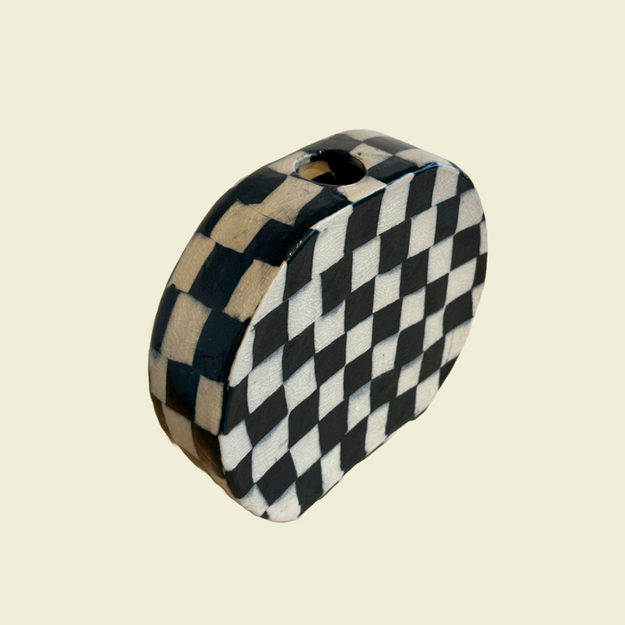 Black Checkerboard Nerikomi Vase | Fern Taylor | Kentish Town Stores