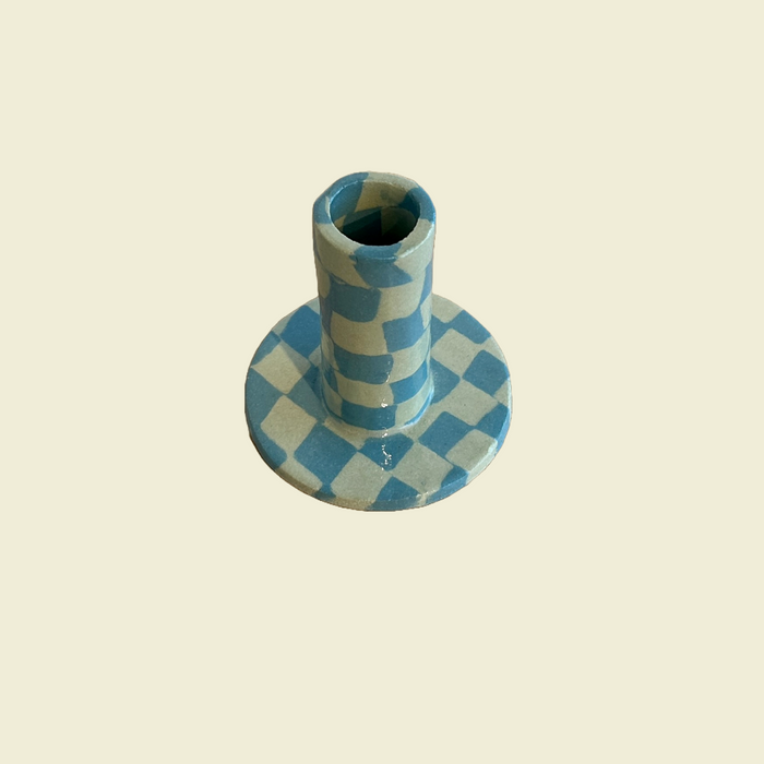 Fern Taylor Blue Candlestick Nerikomi Candlestick Holder | Kentish Town Stores