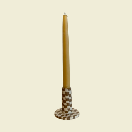 Fern Taylor Brown Candlestick Nerikomi Candlestick Holder | Kentish Town Stores