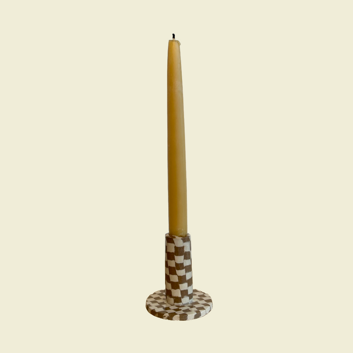 Fern Taylor Brown Candlestick Nerikomi Candlestick Holder | Kentish Town Stores