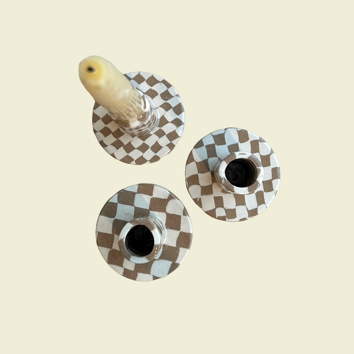 Fern Taylor Brown Candlestick Nerikomi Candlestick Holder | Kentish Town Stores