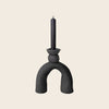 handmade ceramic candlestick holder by HoodMor. Sculptural design using a textured black clay. 