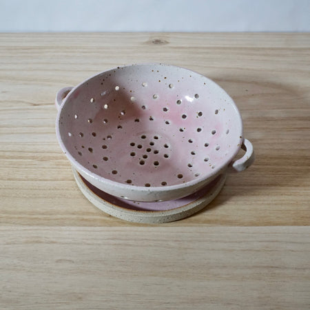 Mae Ceramics handmade colander and pink glaze int he smaller size. 