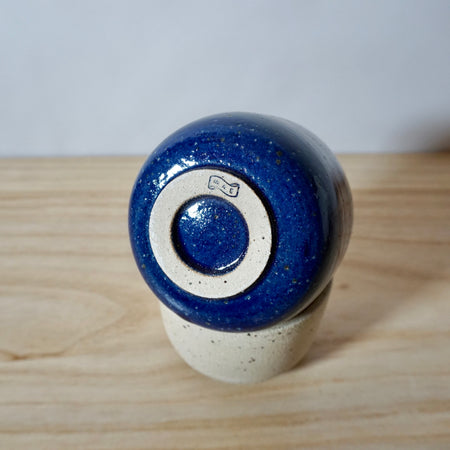 Mae Ceramics Handmade Sip Cup base of a cobalt cup. with the makers mark. 