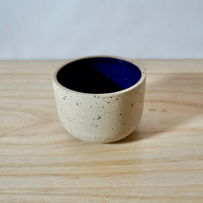 Mae Ceramics Handmade Sip Cup glazed on the inside in Cobalt. 
