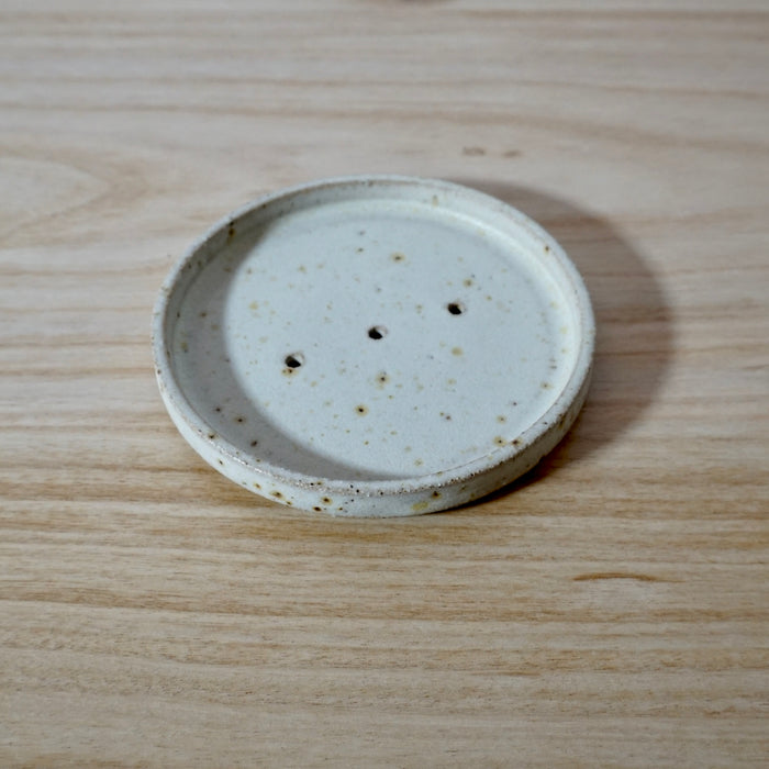 Mae Ceramics handmade soap dish in chalk