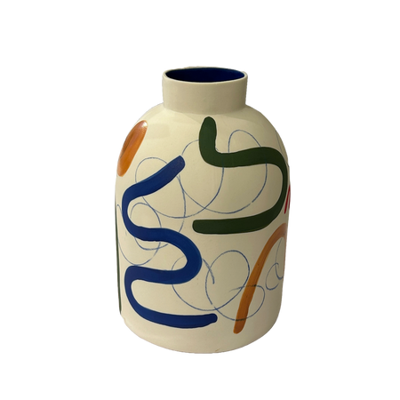 Porcelain Beehive vase in brushstrokes pattern by Sophie Alda Ceramics