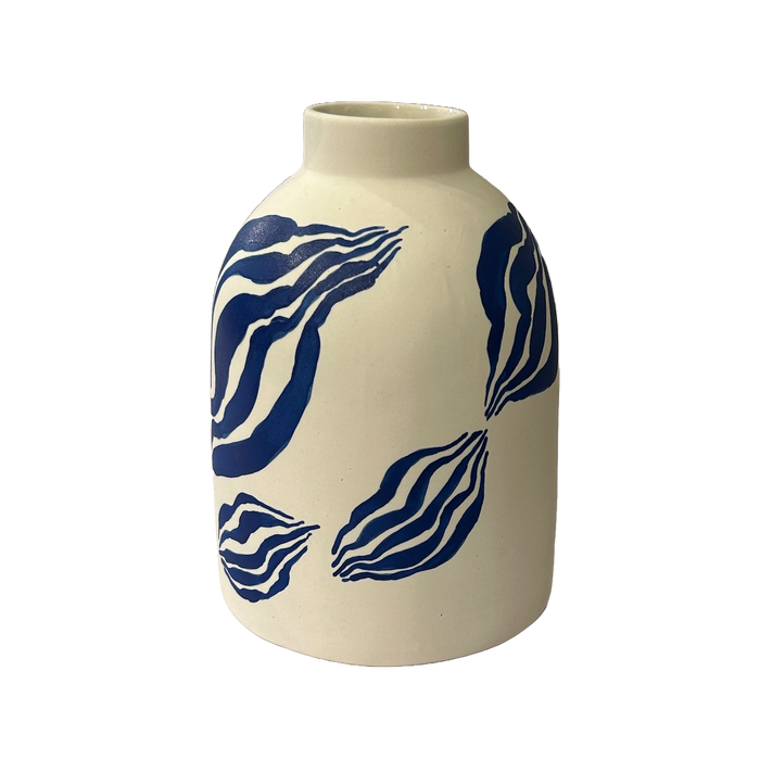 Porcelain Beehive vase in leaf pattern by Sophie Alda Ceramics