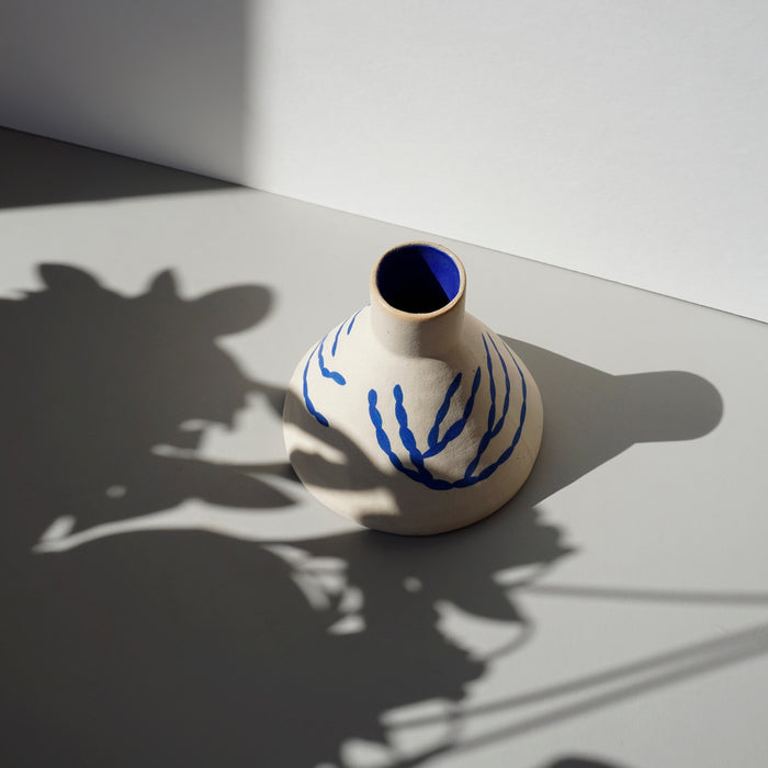 Blue & Stoneware Cone Vase | Sophie Alda | Kentish Town Stores