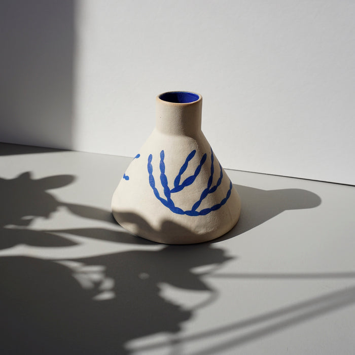 Blue & Stoneware Cone Vase | Sophie Alda | Kentish Town Stores