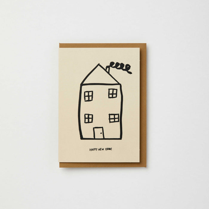 Happy new home card with house illustration